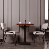 Pair of industrial upholstered dining chairs in white PU leather for contemporary dining room decor